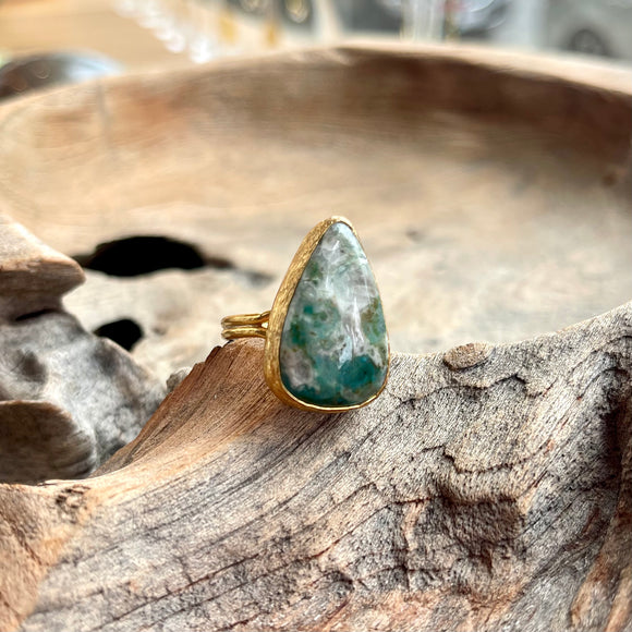 Chrysocolla Ring in Gold