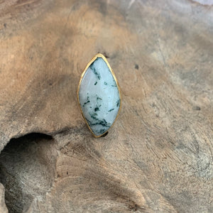 Moss Agate Ring in Gold