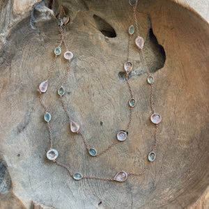Silver- Morganite and Aquamarine Sterling Silver Necklace