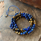 Lapis Lazuli & Matte Tiger’s Eye Adjustable Mala Beads