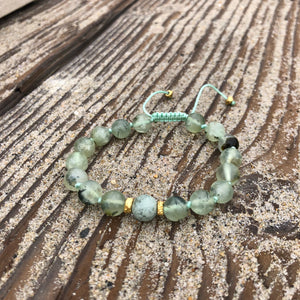 Prehnite & Ocean Jasper Adjustable Beaded Bracelet