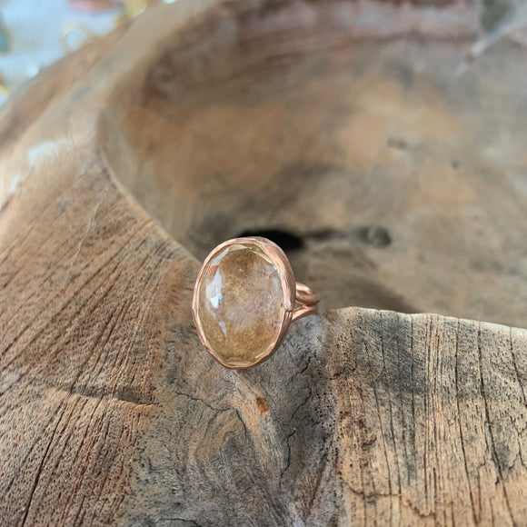 Yellow Topaz Ring in Rose Gold