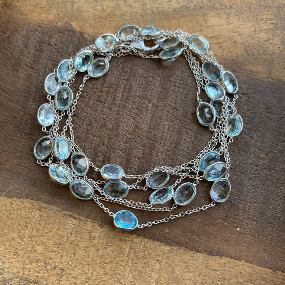 Silver- Aquamarine Sterling Silver Necklace