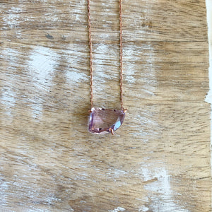 Silver- Amethyst Dainty Sterling Silver Necklace In Rose Gold