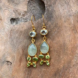 Silver - Green Amethyst, Peridot and Prehnite Earrings