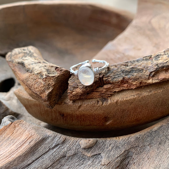 Silver - Moonstone Dainty Ring