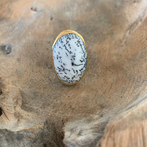 Merlinite Opal Ring in Gold