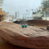 Silver - Green Onyx Stud Earrings