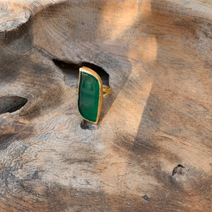 Green Agate Ring in Gold