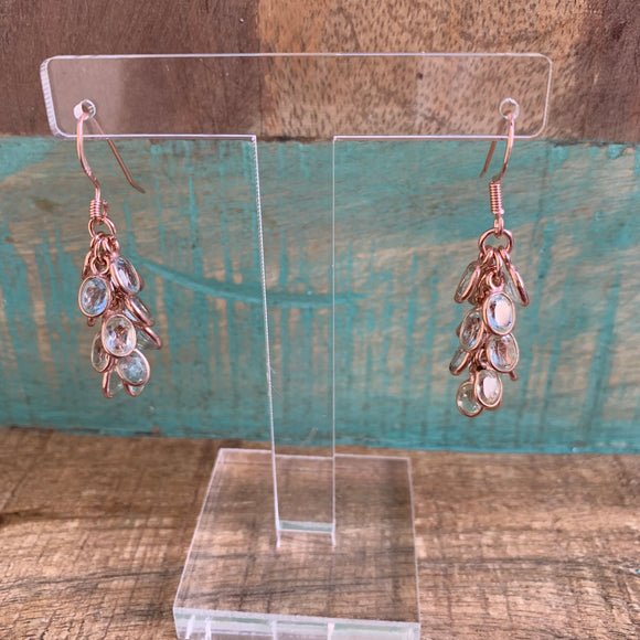 Silver - Aquamarine Grape Earrings
