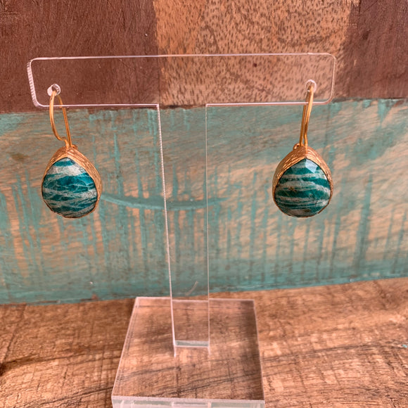 Amazonite Earrings in Gold