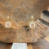 Gold - 14k Solid Gold Rose Quartz Earrings