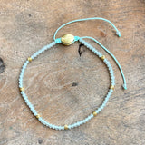Silver - Aquamarine Adjustable Beaded Bracelet