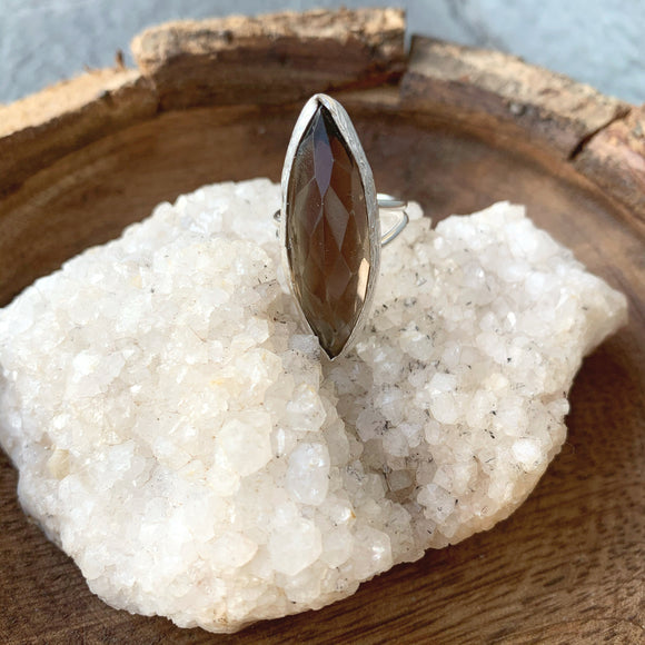 Smokey Quartz Ring in Silver