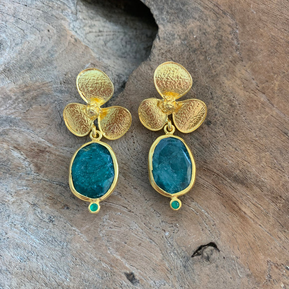 Silver - Siberian Emerald Earrings in Gold