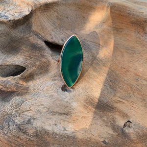 Green Agate Ring in Rose Gold