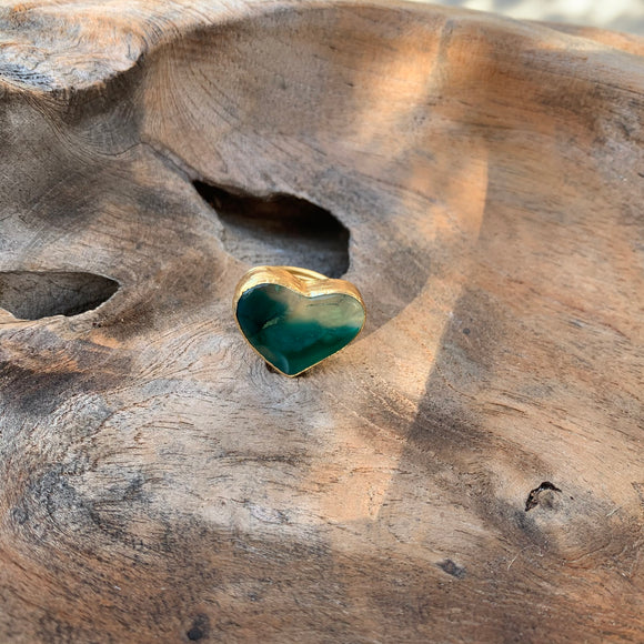 Green Agate Ring in Gold