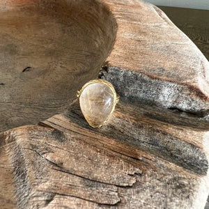 Rutilated Quartz Ring in Gold