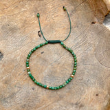 Gold - Siberian Emerald Adjustable Beaded Bracelet