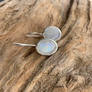 Moonstone Hoop Earrings in Silver