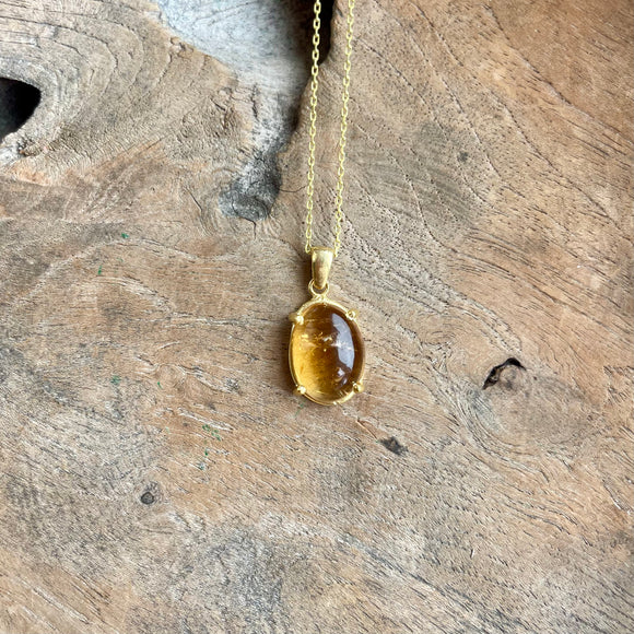 Silver- Citrine Sterling Silver Necklace in Gold