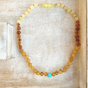Amber Teething Necklace and Turquoise