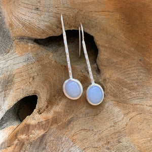 Chalcedony Long Earrings in Silver