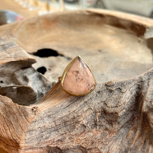 Silver - Orthoclase Feldspar ring in Gold