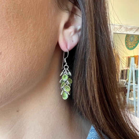 Silver - Peridot Grape Earrings