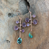 Silver -Amethyst and Chrysocolla Earrings