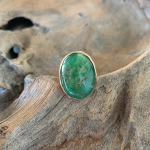 Chrysoprase Oval Ring in Rose Gold